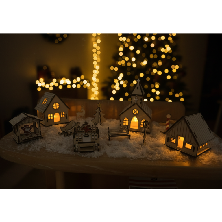 11-teiliges Holz-Miniaturdorf „Stille-Nacht“