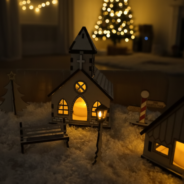 11-teiliges Holz-Miniaturdorf „Stille-Nacht“