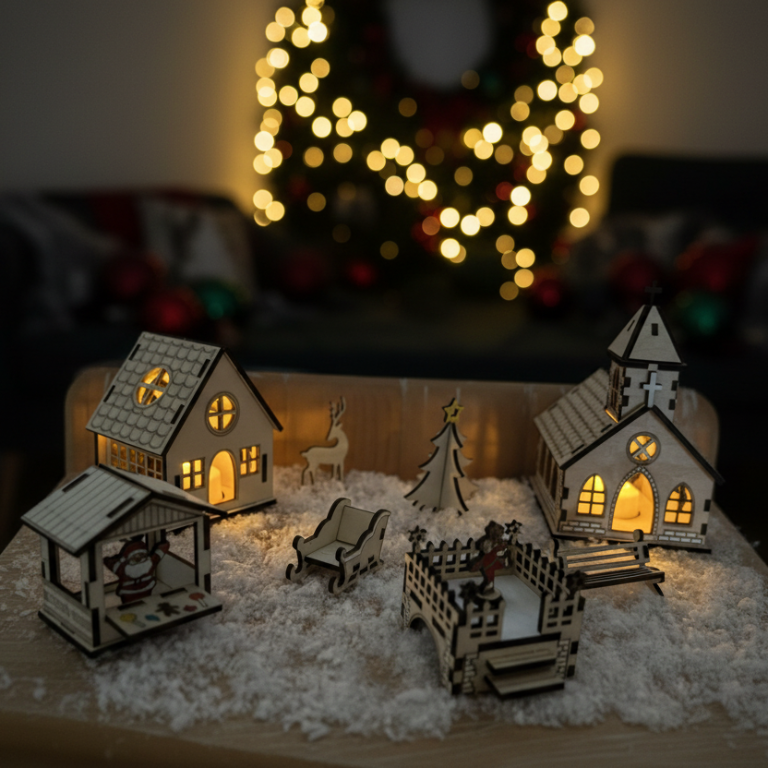 11-teiliges Holz-Miniaturdorf „Stille-Nacht“